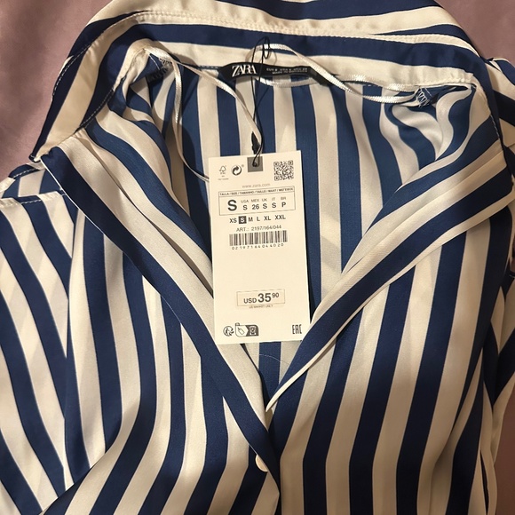Zara Satin Striped Shirt - Picture 1 of 2
